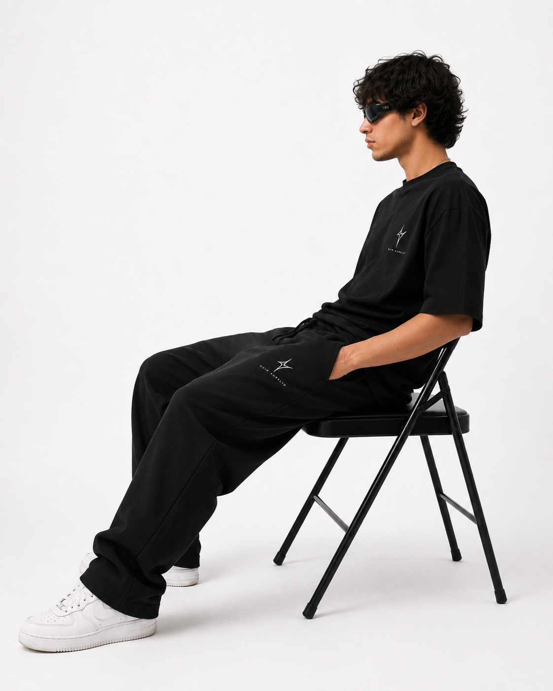 Noir Aurelio Essential Logo Unisex Sweatpants – Black