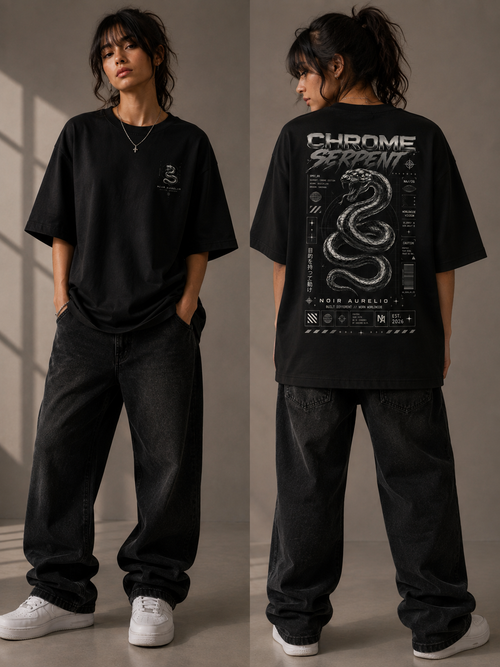 Chrome Serpent Oversized Graphic T-Shirt
