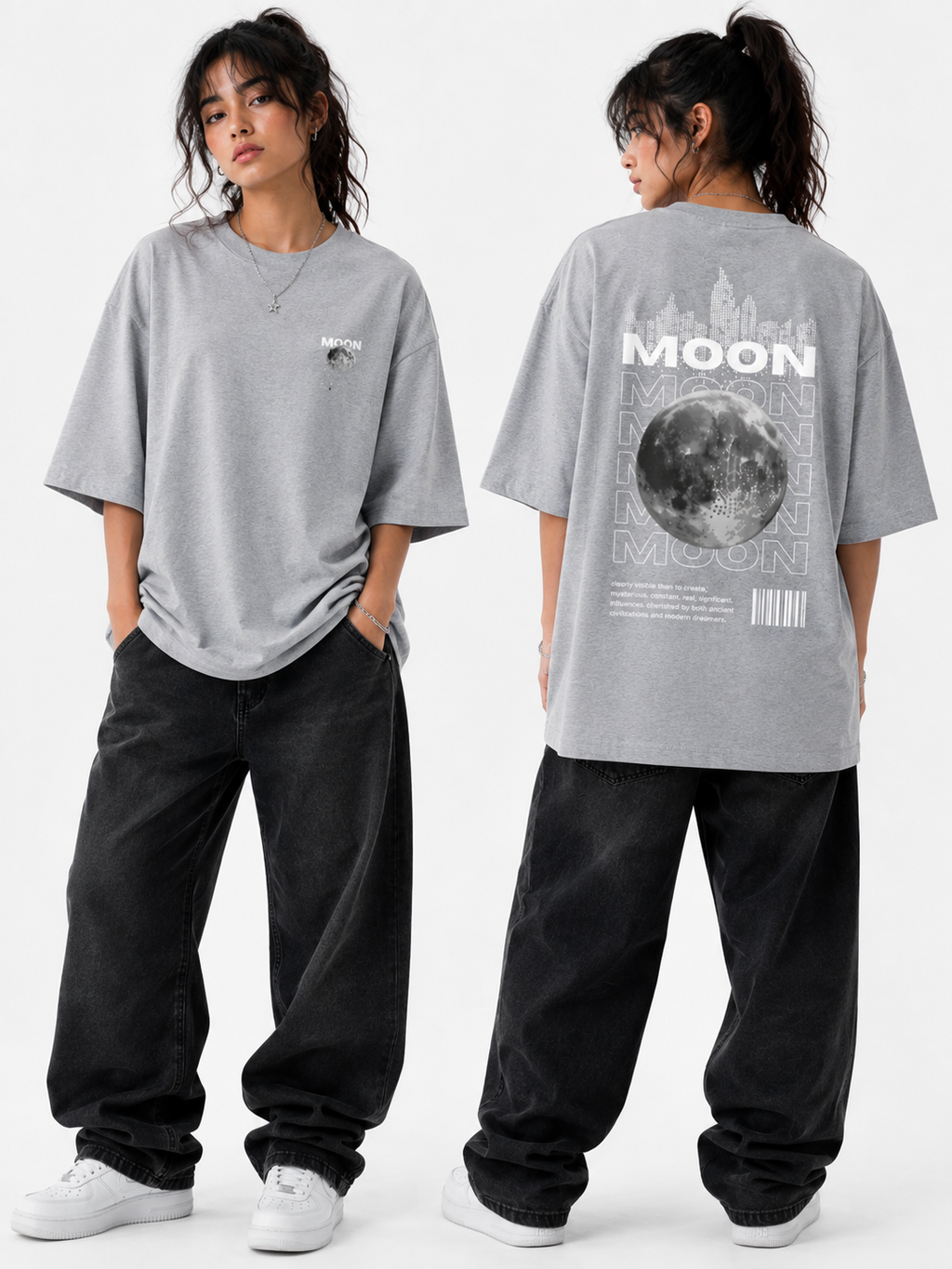 Lunar Drift Oversized Graphic T-Shirt