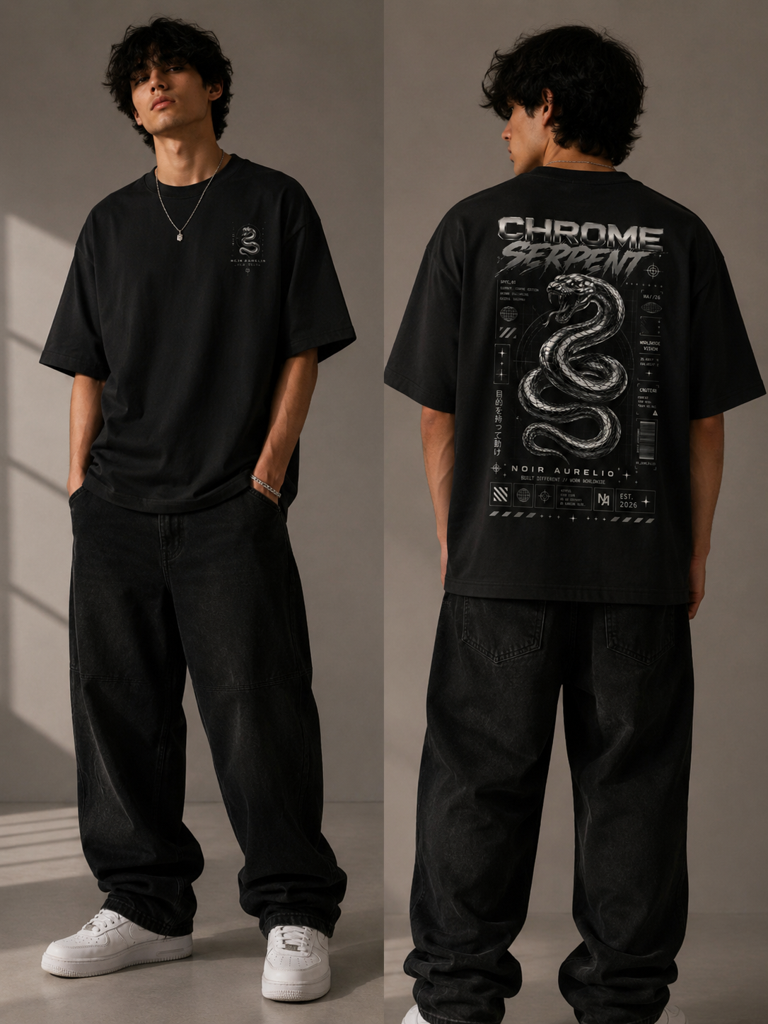Chrome Serpent Oversized Graphic T-Shirt